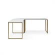 Jacelyn Desk White/Gold  71L x 63W x 30H L-Shaped Curved Corner