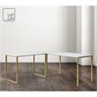 Jacelyn Desk White/Gold  71L x 63W x 30H L-Shaped Curved Corner