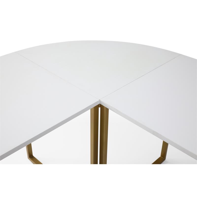 Jacelyn Desk White/Gold  71L x 63W x 30H L-Shaped Curved Corner