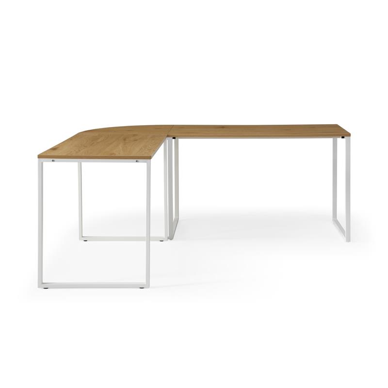 Jacelyn Desk Natural/White  71L x 63W x 30H L-Shaped Curved Corner