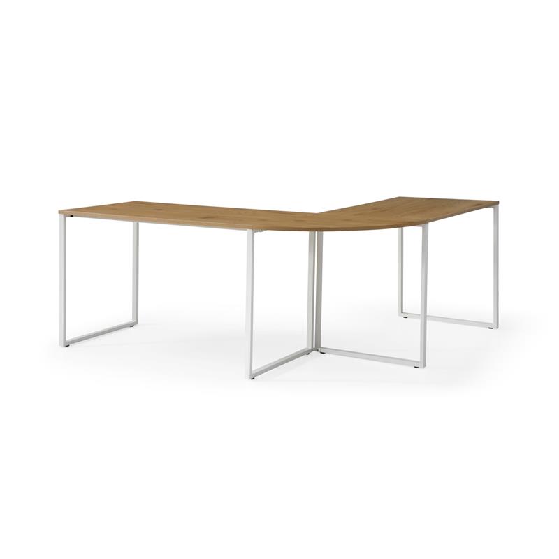 Jacelyn Desk Natural/White  71L x 63W x 30H L-Shaped Curved Corner