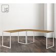 Jacelyn Desk Natural/White  71L x 63W x 30H L-Shaped Curved Corner
