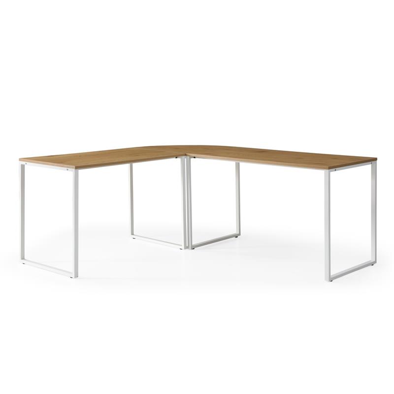 Jacelyn Desk Natural/White  71L x 63W x 30H L-Shaped Curved Corner