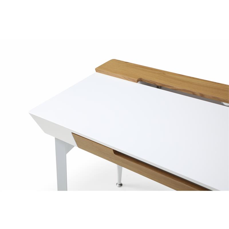Zayda Wooden Desk White/Natural 43.7L x 21.6W x 30H 3 Storage Drawers