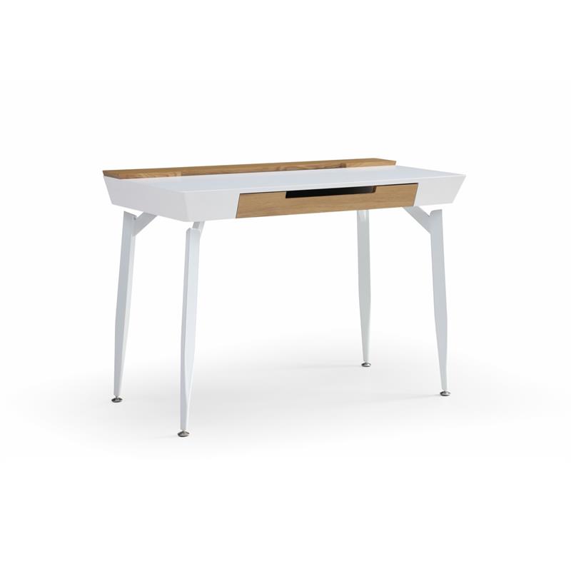 Zayda Wooden Desk White/Natural 43.7L x 21.6W x 30H 3 Storage Drawers