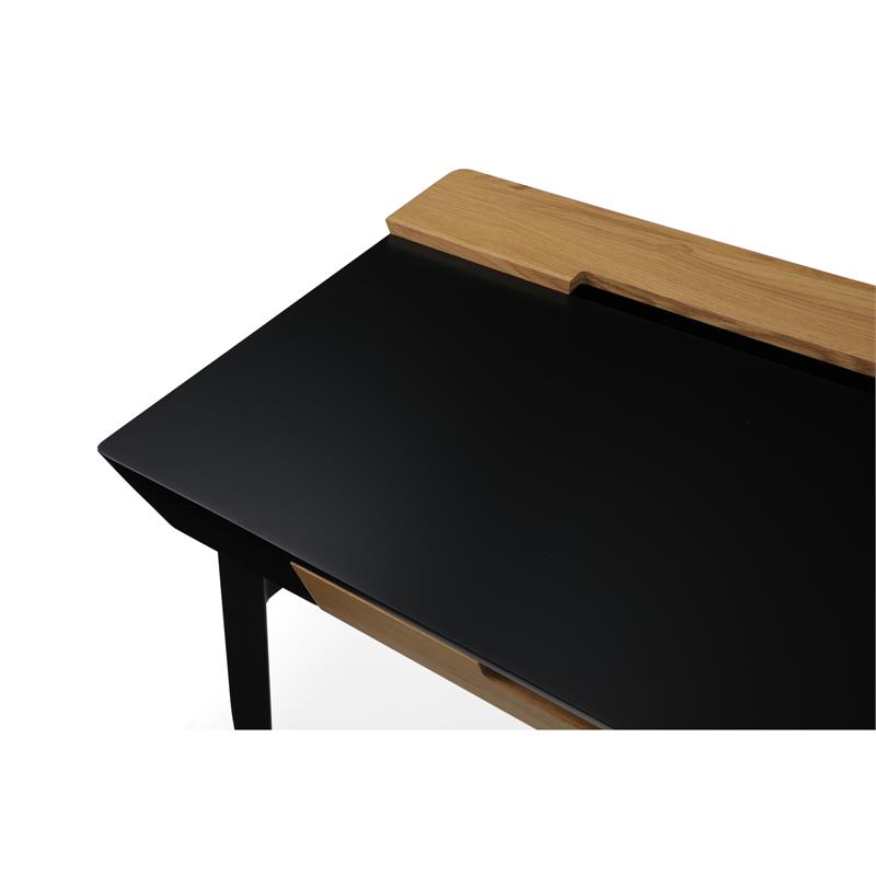 Zayda Wooden Desk Black/Natural 43.7L x 21.6W x 30H 3 Storage Drawers