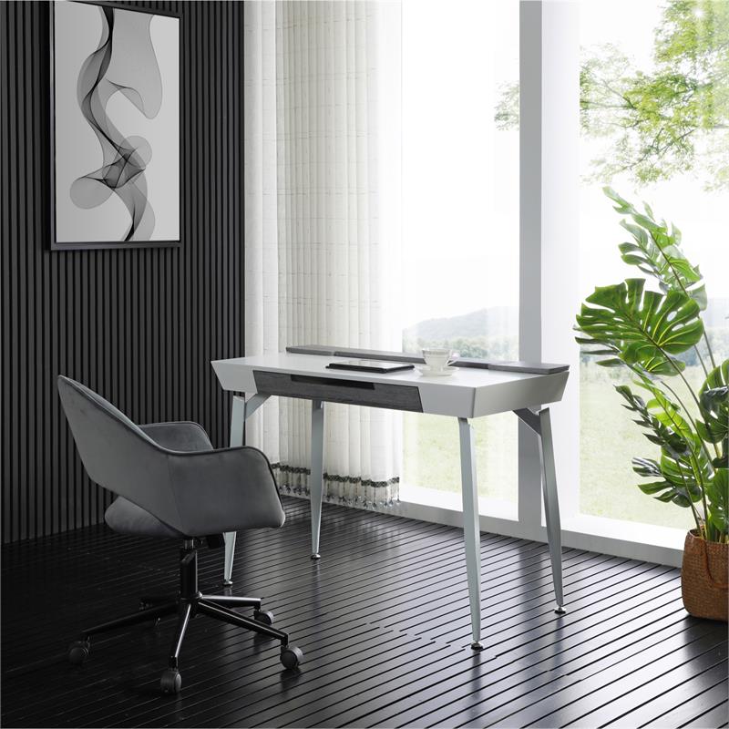 Zayda Wooden Desk White/Grey 43.7L x 21.6W x 30H 3 Storage Drawers