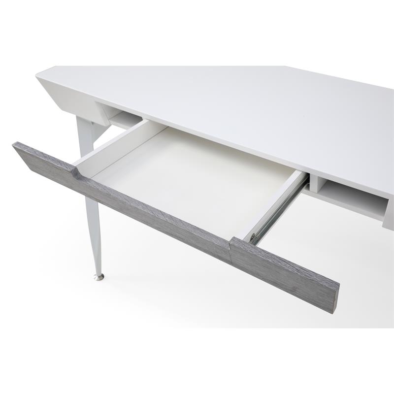 Zayda Wooden Desk White/Grey 43.7L x 21.6W x 30H 3 Storage Drawers