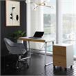 Faigy Wooden Desk White 43.3L x 21.6W x 30H 2 Storage Drawers Geometric Legs