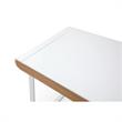 Faigy Wooden Desk White 43.3L x 21.6W x 30H 2 Storage Drawers Geometric Legs