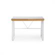 Faigy Wooden Desk White 43.3L x 21.6W x 30H 2 Storage Drawers Geometric Legs