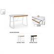 Faigy Wooden Desk White 43.3L x 21.6W x 30H 2 Storage Drawers Geometric Legs