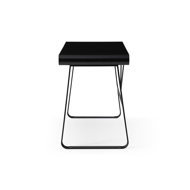 Faigy Wooden Desk Black  43.3L x 21.6W x 30H 2 Storage Drawers Geometric Legs