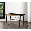 Faigy Wooden Desk Black  43.3L x 21.6W x 30H 2 Storage Drawers Geometric Legs