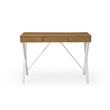 Mona Wooden Desk Natural/White 43.3L x 21.7W x 30H 1 Storage Drawer X-Leg