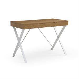 Mona Wooden Desk Natural/White 43.3L x 21.7W x 30H 1 Storage Drawer X-Leg