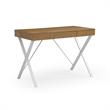Mona Wooden Desk Natural/White 43.3L x 21.7W x 30H 1 Storage Drawer X-Leg