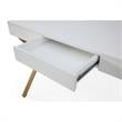 Mona Wooden Desk White/Gold  43.3L x 21.7W x 30H 1 Storage Drawer X-Leg Design