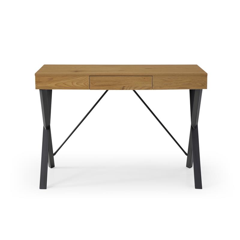 Mona Wooden Desk Natural/Black  43.3L x 21.7W x 30H 1 Storage Drawer X-Leg