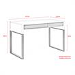 Estevan Desk White/Silver  47.2L x 23.6W x 30H 2 Storage Drawers Geometric Frame
