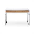 Estevan Desk White/Silver  47.2L x 23.6W x 30H 2 Storage Drawers Geometric Frame