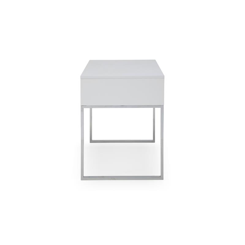 Estevan Desk White/Silver  47.2L x 23.6W x 30H 2 Storage Drawers Geometric Frame