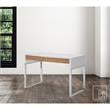 Estevan Desk White/Silver  47.2L x 23.6W x 30H 2 Storage Drawers Geometric Frame