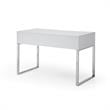 Estevan Desk White/Silver  47.2L x 23.6W x 30H 2 Storage Drawers Geometric Frame
