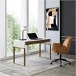 Estevan Desk White/Gold  47.2L x 23.6W x 30H 2 Storage Drawers Geometric Frame