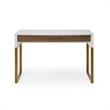 Estevan Desk White/Gold  47.2L x 23.6W x 30H 2 Storage Drawers Geometric Frame