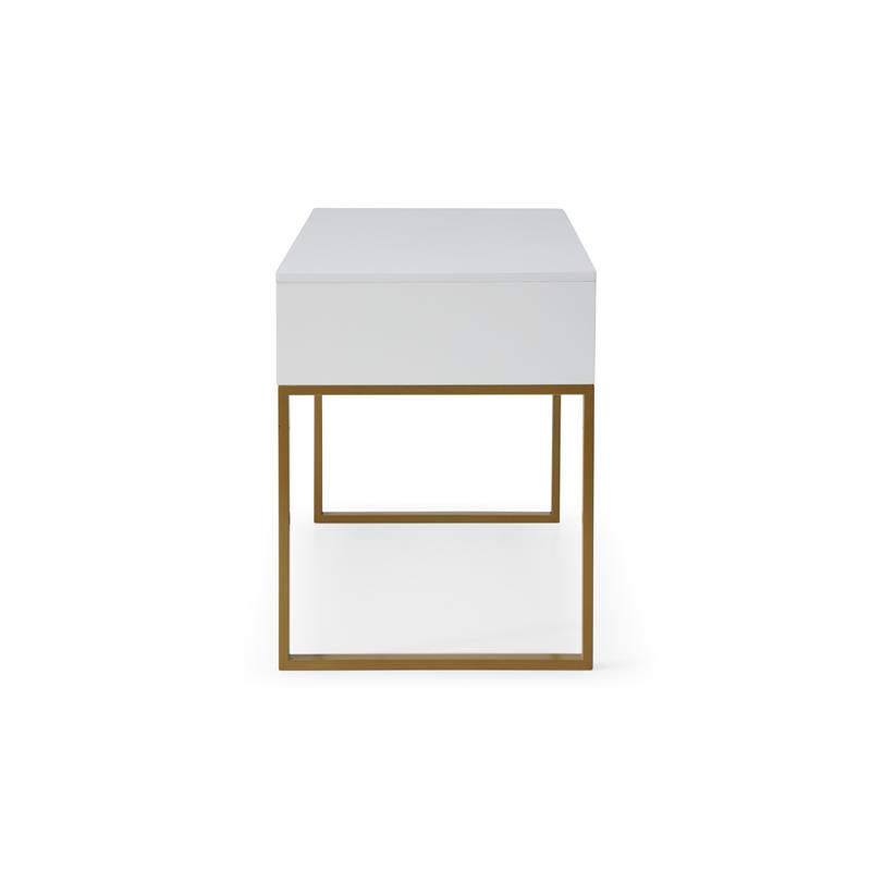 Estevan Desk White/Gold  47.2L x 23.6W x 30H 2 Storage Drawers Geometric Frame