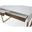 Estevan Desk White/Gold  47.2L x 23.6W x 30H 2 Storage Drawers Geometric Frame