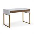 Estevan Desk White/Gold  47.2L x 23.6W x 30H 2 Storage Drawers Geometric Frame