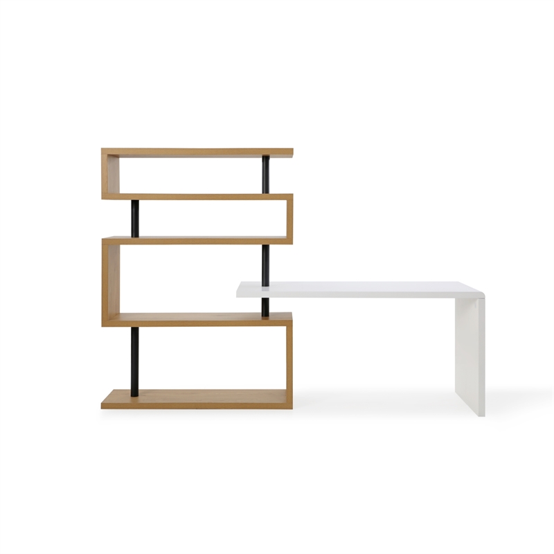 Nazir Wooden Desk White/Natural 92.5L x 23.6W x 65H Reversible Space Design