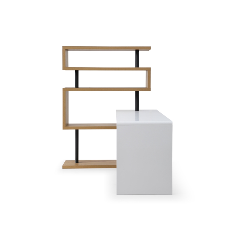 Nazir Wooden Desk White/Natural 92.5L x 23.6W x 65H Reversible Space Design