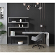 Nazir Wooden Desk White/Grey 92.5L x 23.6W x 65H Reversible Space Design