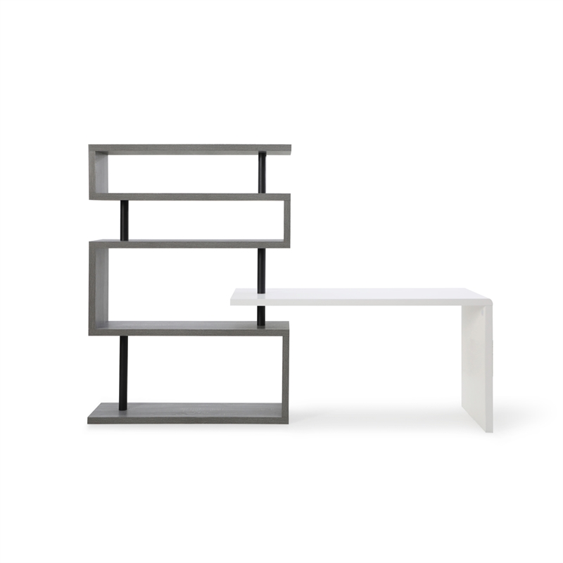 Nazir Wooden Desk White/Grey 92.5L x 23.6W x 65H Reversible Space Design