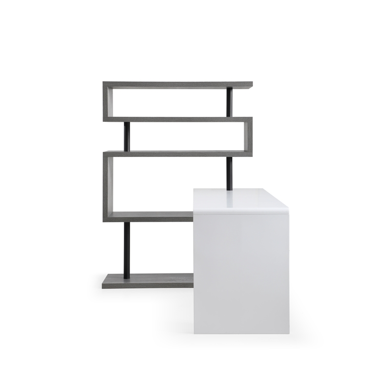 Nazir Wooden Desk White/Grey 92.5L x 23.6W x 65H Reversible Space Design