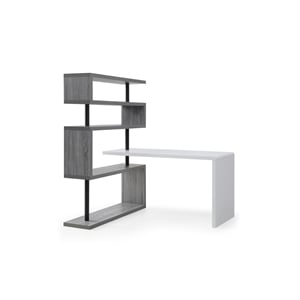 Nazir Wooden Desk White/Grey 92.5L x 23.6W x 65H Reversible Space Design