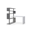 Nazir Wooden Desk White/Grey 92.5L x 23.6W x 65H Reversible Space Design