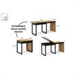 Kaliah Wooden Desk Natural/White 63L x 21.6W x 30H Extendable-2 Top Open Storage