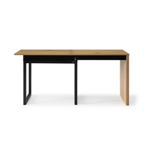 Kaliah Wooden Desk Natural/Black 63L x 21.6W x 30H Extendable-2 Top Open Storage