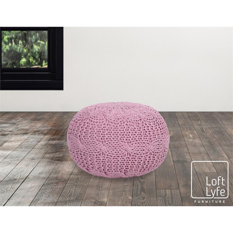 Posh Living Caelyn Cotton Yarn Pouf Blush