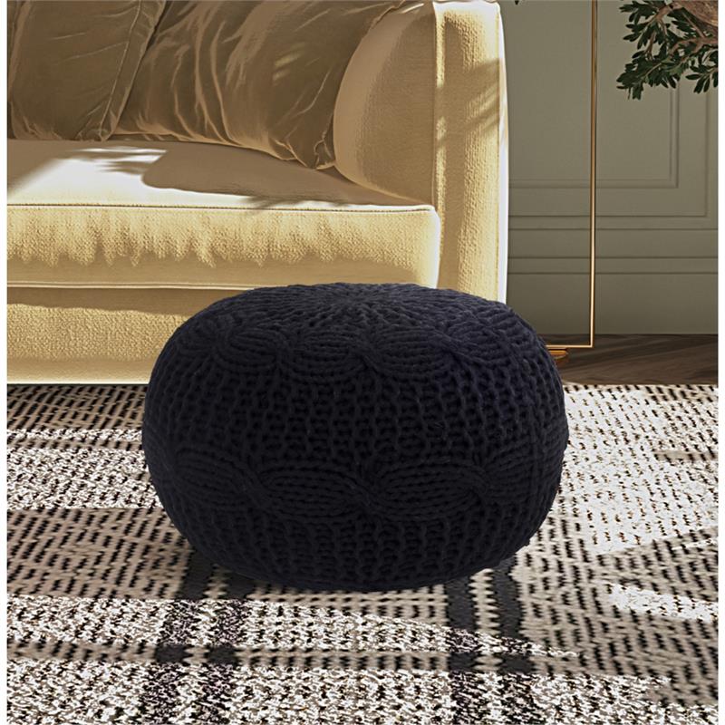 Posh Living Caelyn Cotton Yarn Pouf Black