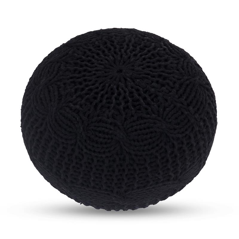 Posh Living Caelyn Cotton Yarn Pouf Black