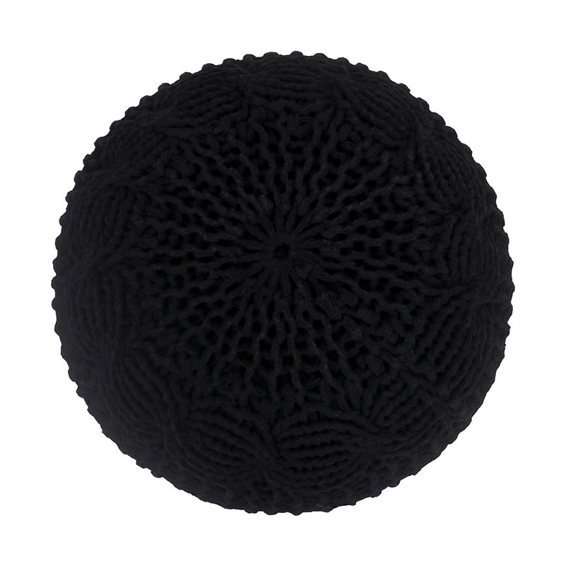 Posh Living Caelyn Cotton Yarn Pouf Black