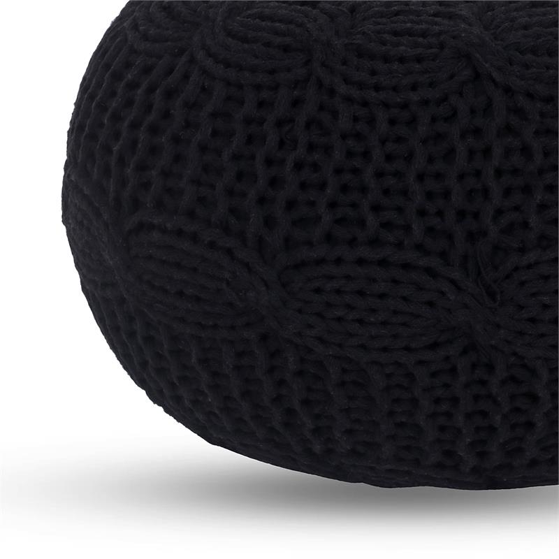 Posh Living Caelyn Cotton Yarn Pouf Black