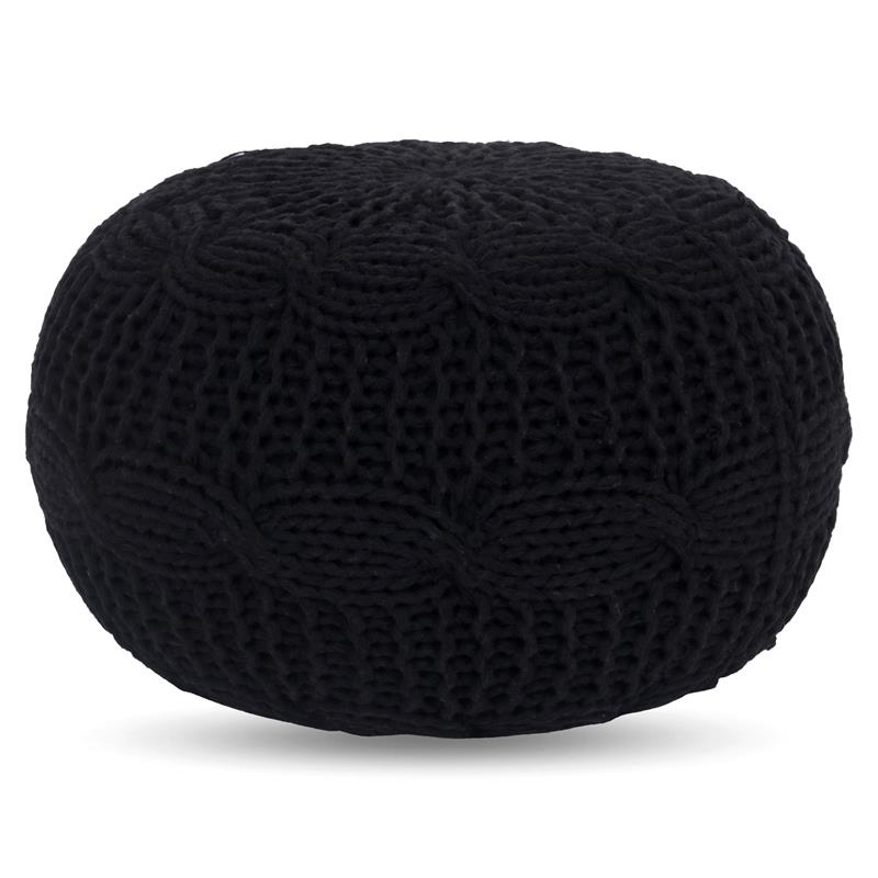 Posh Living Caelyn Cotton Yarn Pouf Black