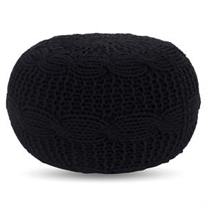 Posh Living Caelyn Cotton Yarn Pouf Black