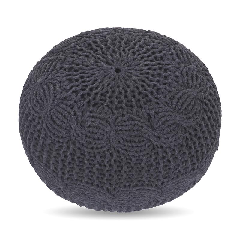 Posh Living Caelyn Cotton Yarn Pouf Dark Grey